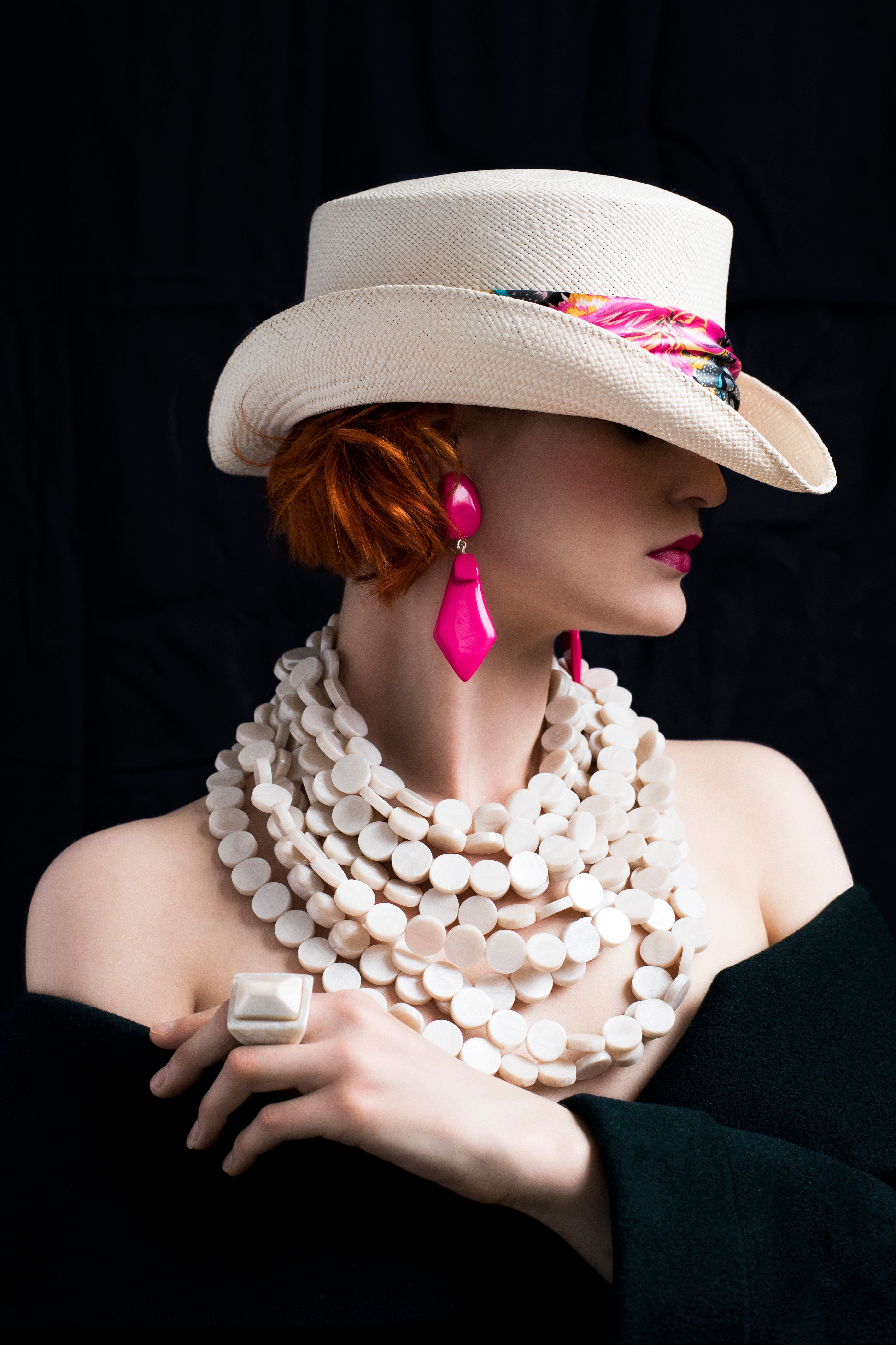 Misa Harada Off White Panama Top Hat