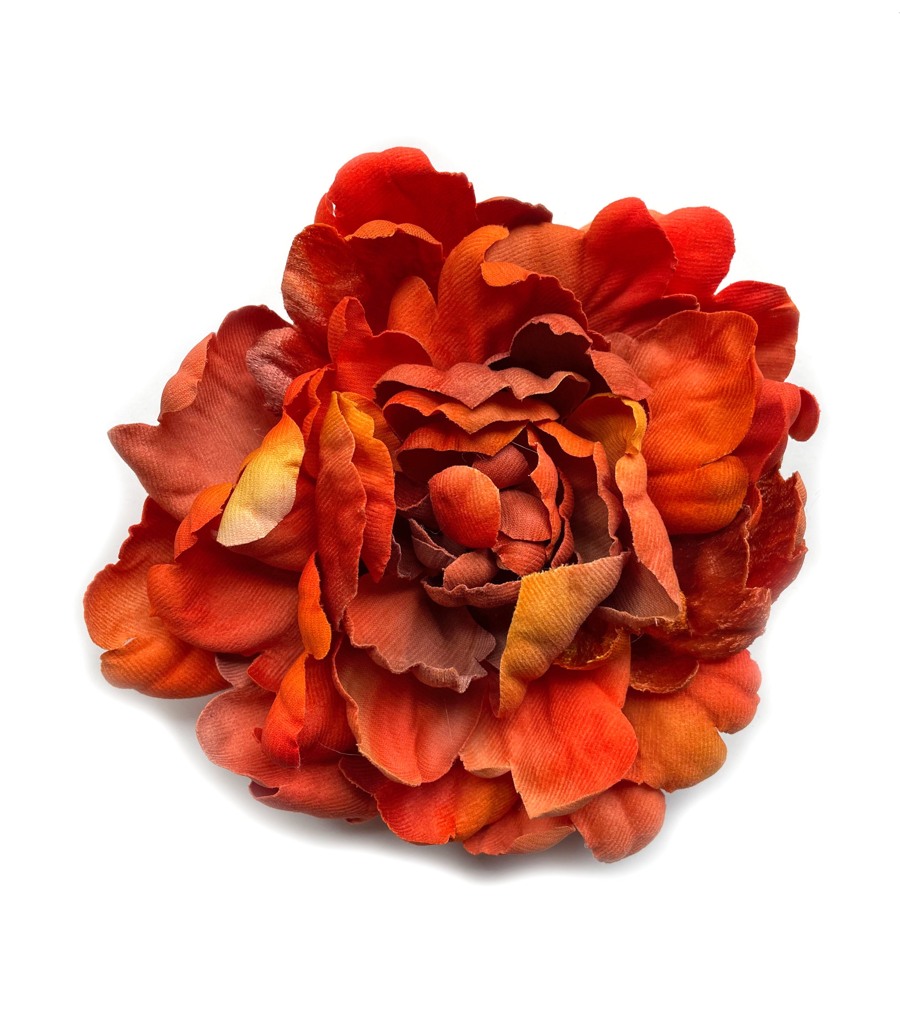 Orange Peony Flower Brooch & Hair Clip