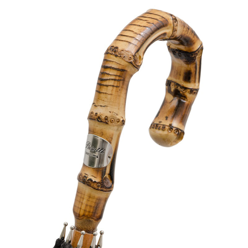 Pasotti Black Umbrella with Bamboo Handle
