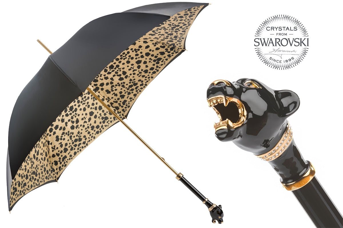Pasotti Black Panther Umbrella with Swarovski Crystals