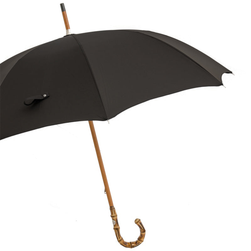 Pasotti Black Umbrella with Bamboo Handle