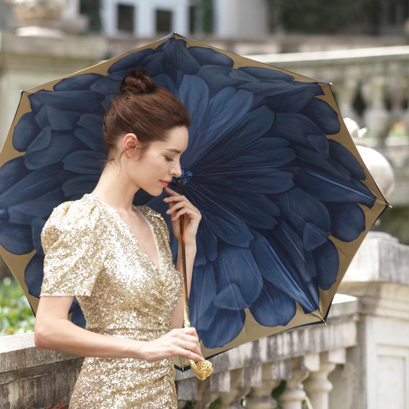 Pasotti Luxury Blue Dahlia Umbrella