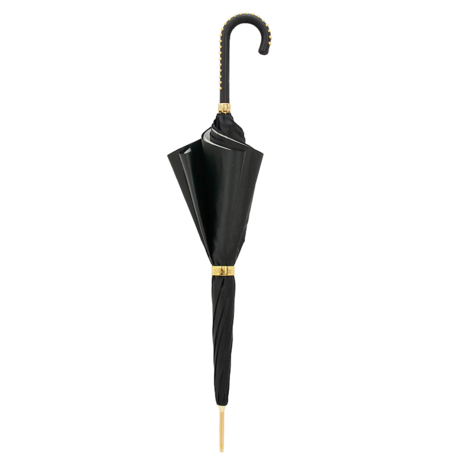 Pasotti Black Umbrella with Bridles Print, Double Cloth