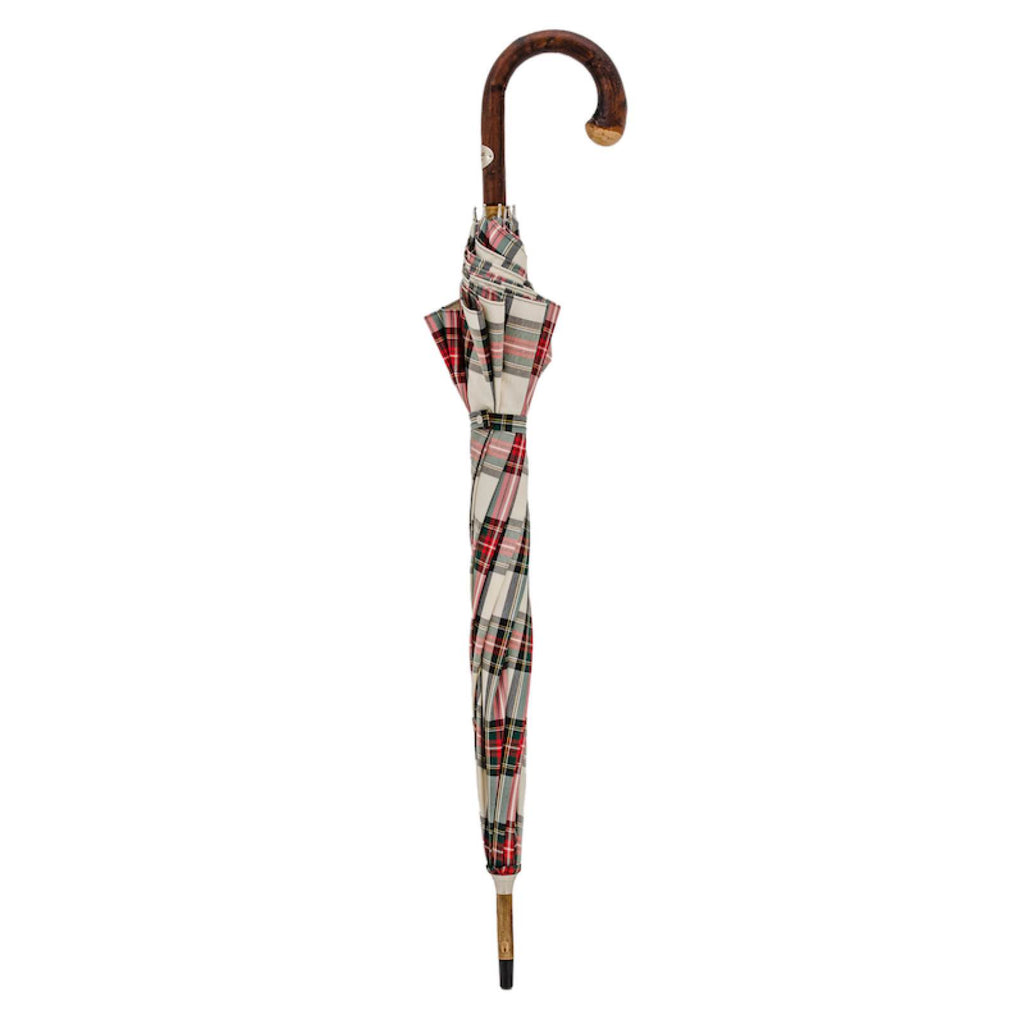 Pasotti Classic Tartan Umbrella with Wooden Handle