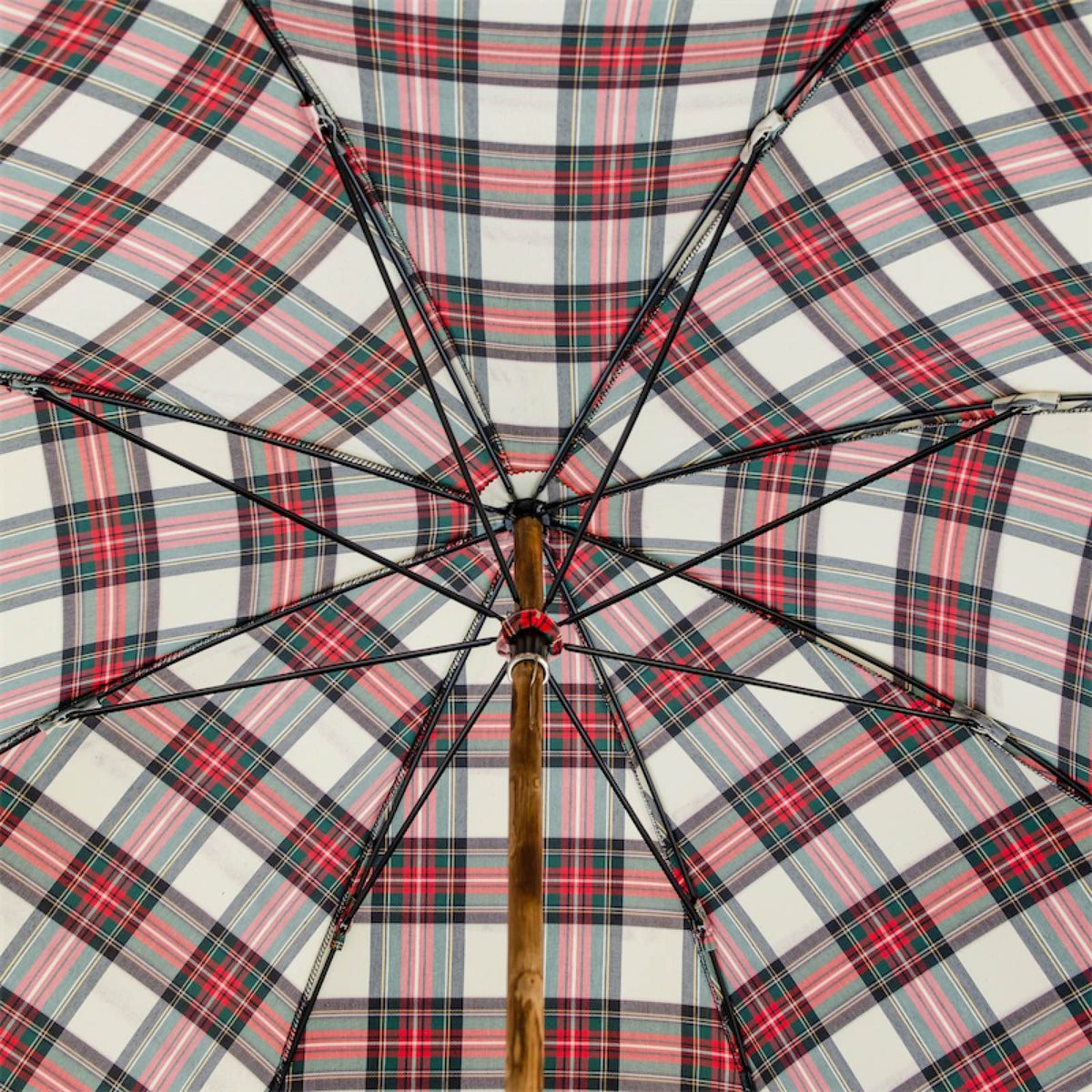 Pasotti Classic Tartan Umbrella with Wooden Handle