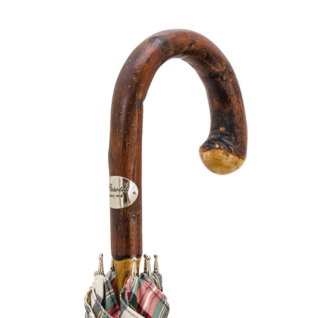 Pasotti Classic Tartan Umbrella with Wooden Handle