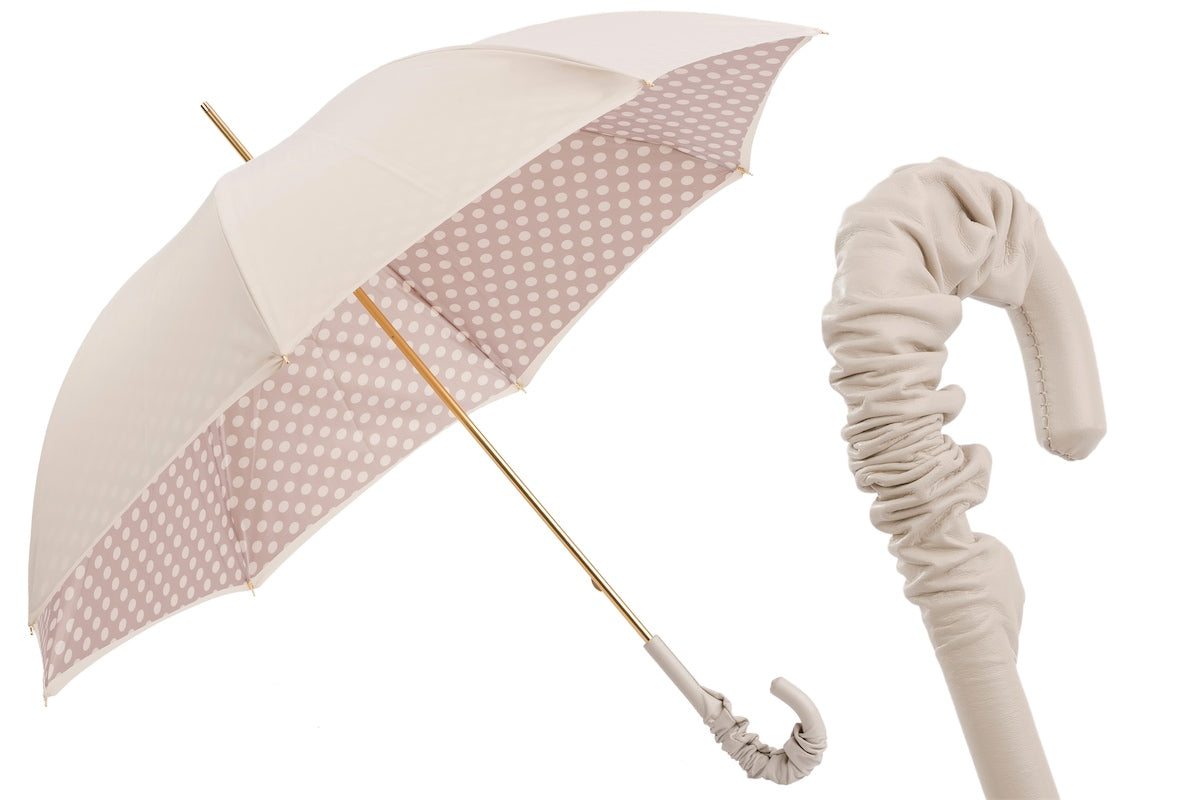 Pasotti Cream White Umbrella with Dots