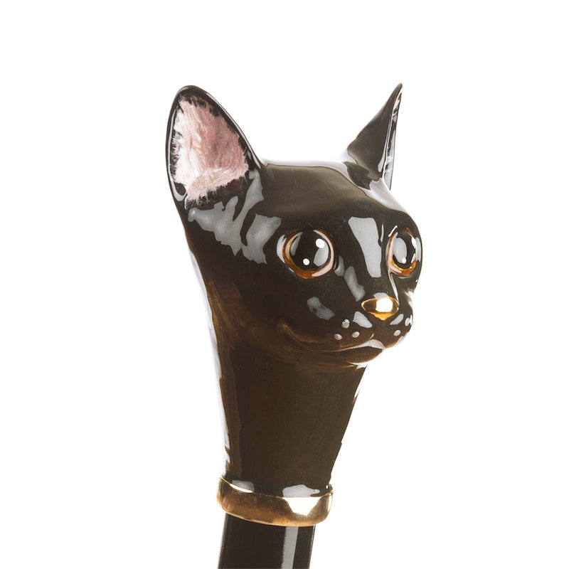 Pasotti Pink Umbrella with Black Cat Handle