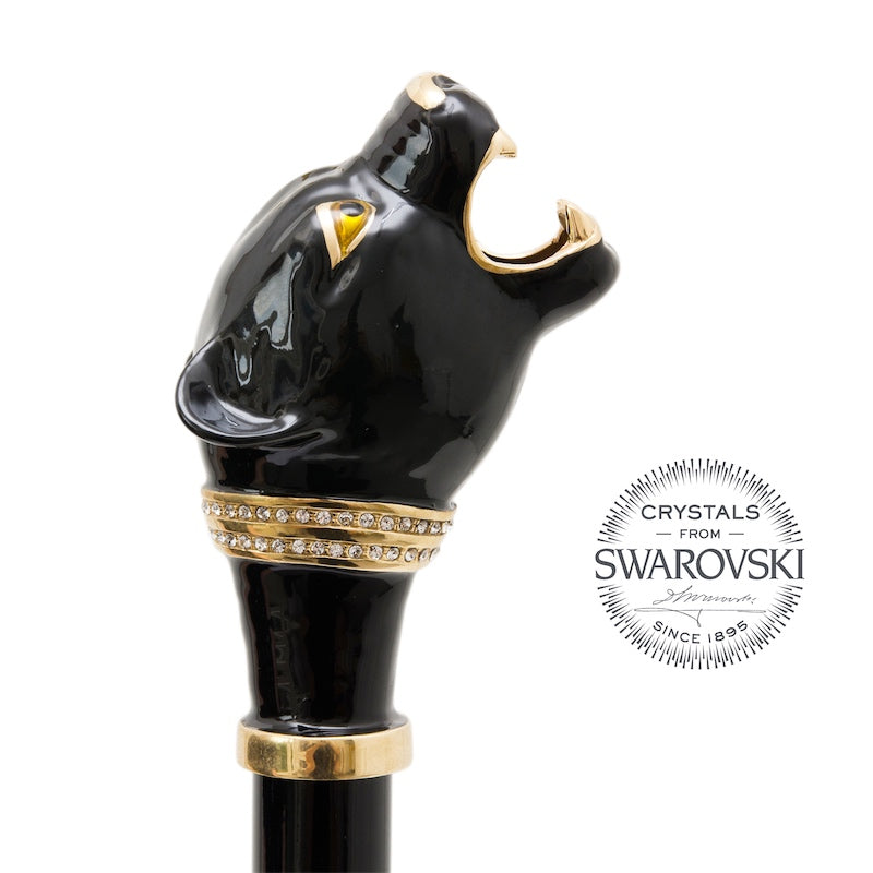 Pasotti Black Panther Umbrella with Swarovski Crystals