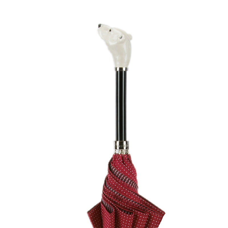 Pasotti Red Umbrella with White Bear Handle