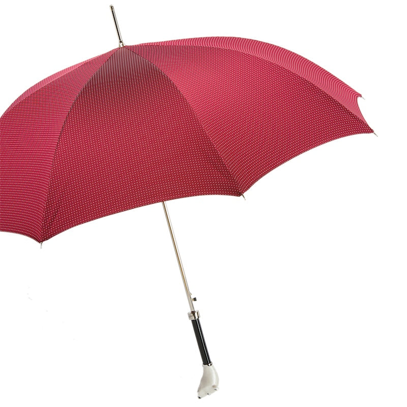 Pasotti Red Umbrella with White Bear Handle