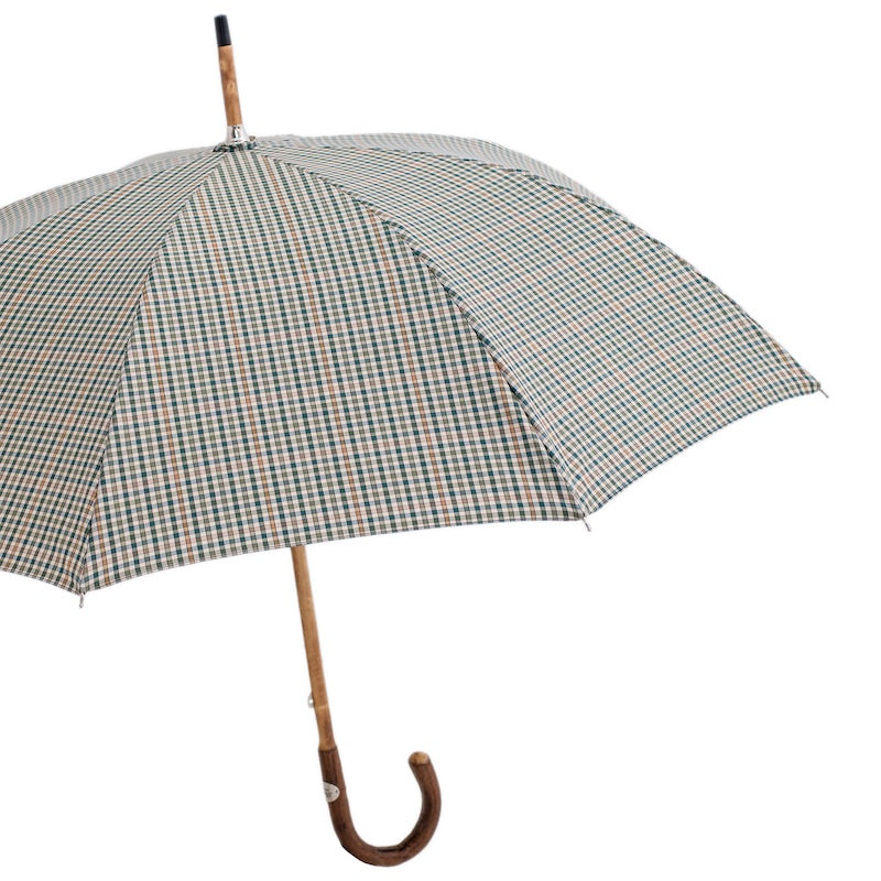 Pasotti Mini Tartan Umbrella with Wooden Handle