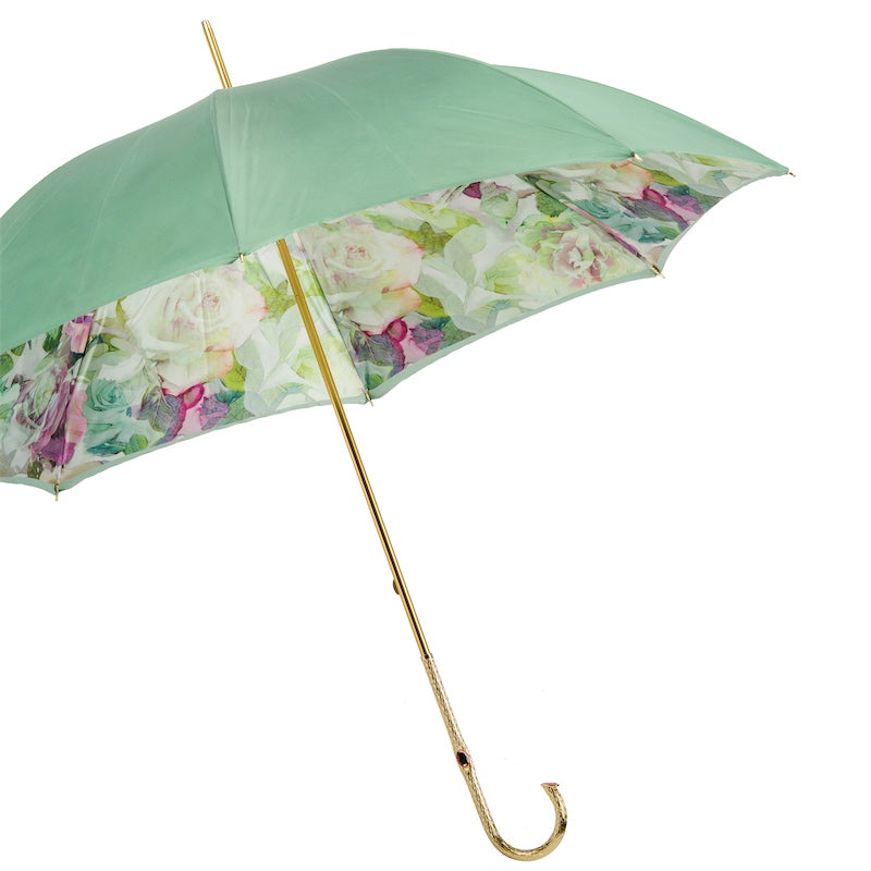 Pasotti Green and Pink Roses Umbrella