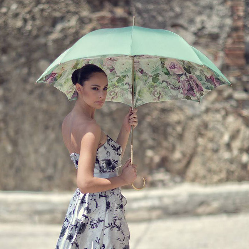 Pasotti Green and Pink Roses Umbrella