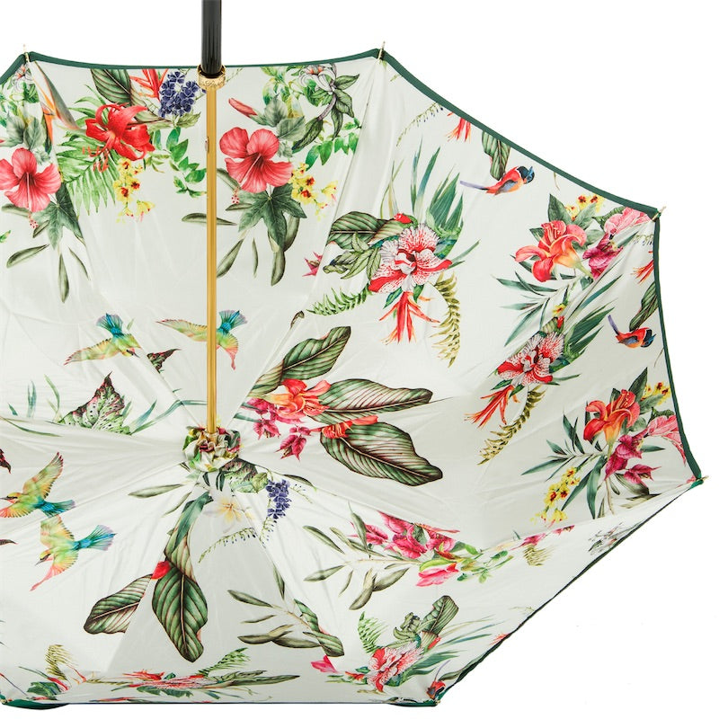 Pasotti Green Umbrella with Tropical Flowers