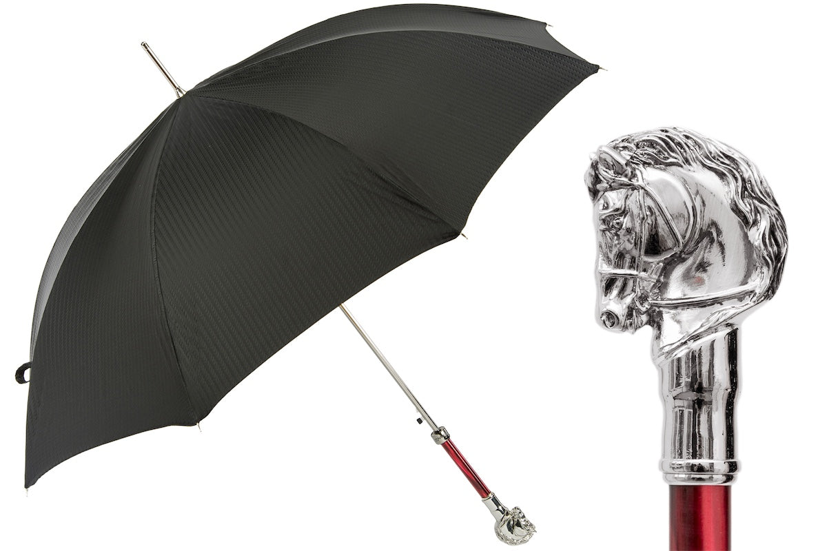 Pasotti Elegant Umbrella with Silver Horse Handle﻿