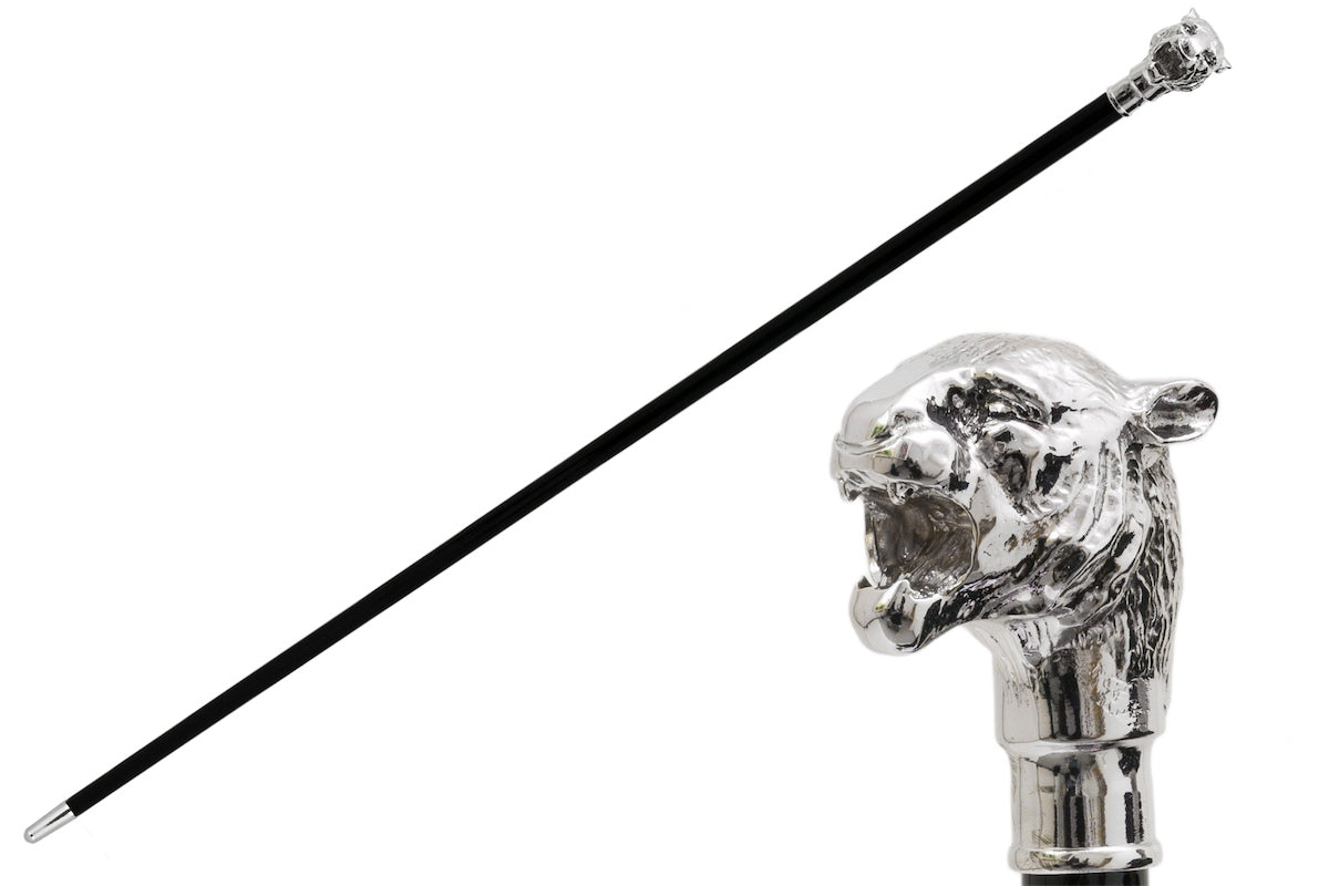 Pasotti Silver Tiger Walking Cane