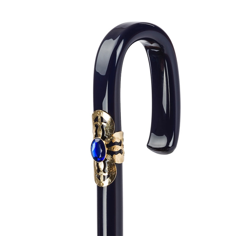 Pasotti Navy Blue Umbrella with Flowers