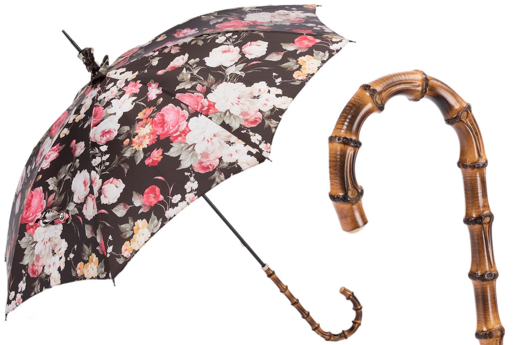 Pasotti Roses Parasol with Bamboo Handle