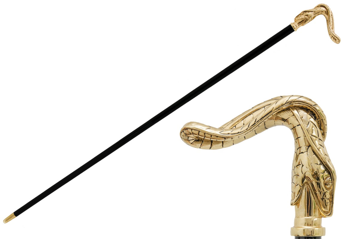 Pasotti Golden Snake Walking Cane