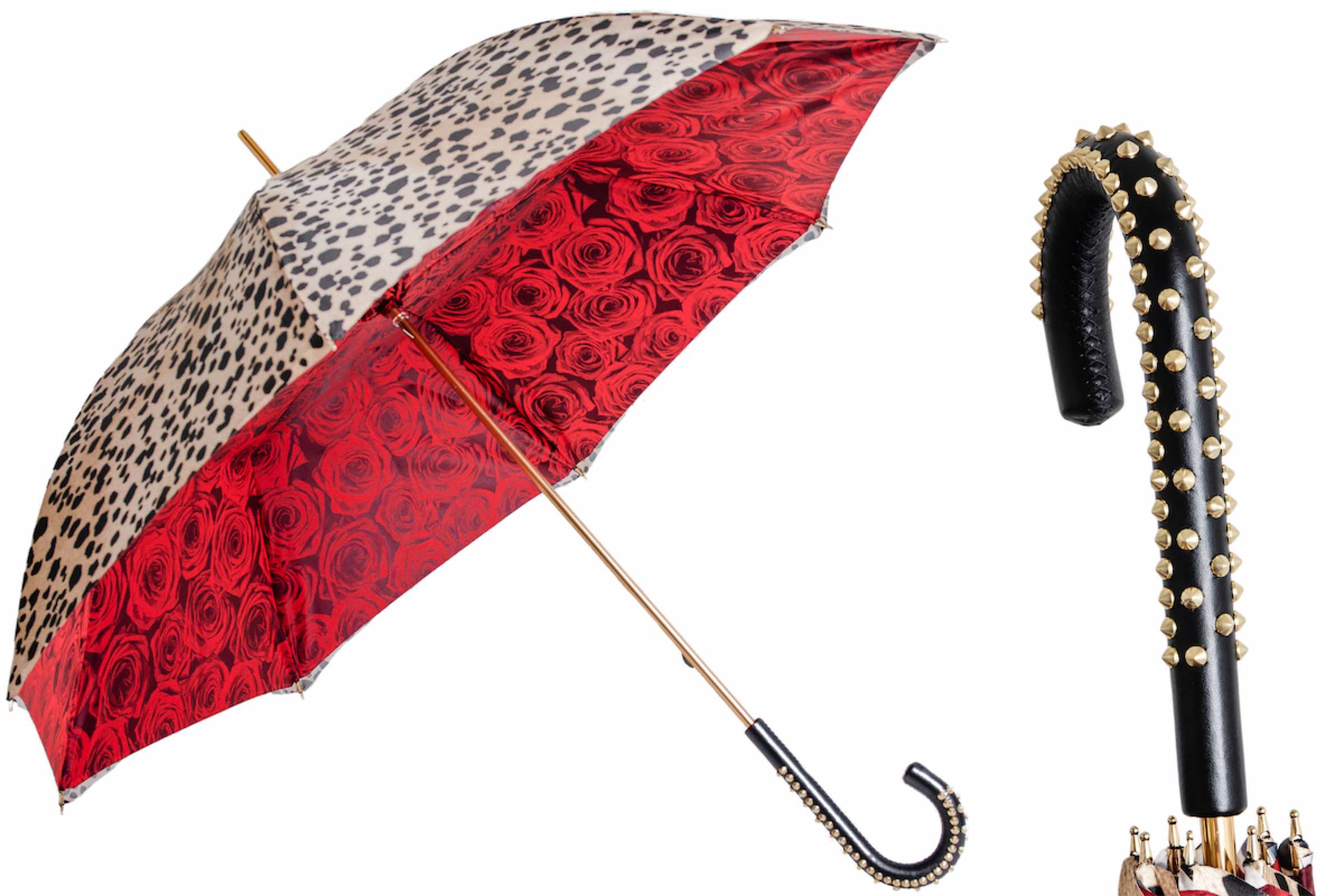 Pasotti Leopard & Red Roses Umbrella