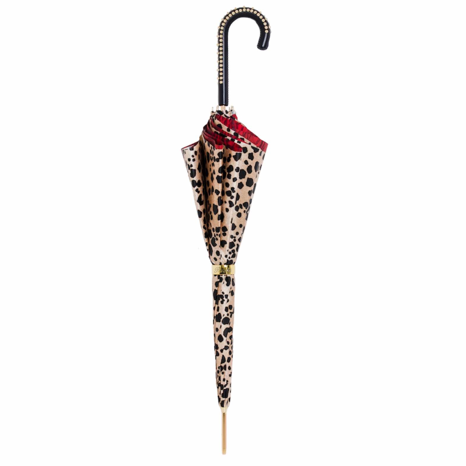 Pasotti Leopard & Red Roses Umbrella