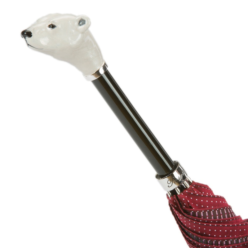 Pasotti Red Umbrella with White Bear Handle