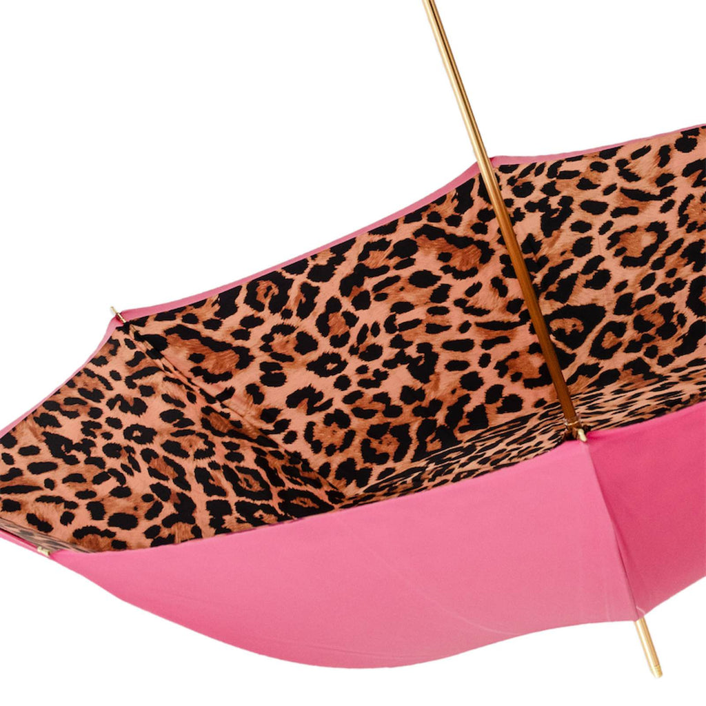 Pasotti Pink Animal Print Umbrella with Panther Handle