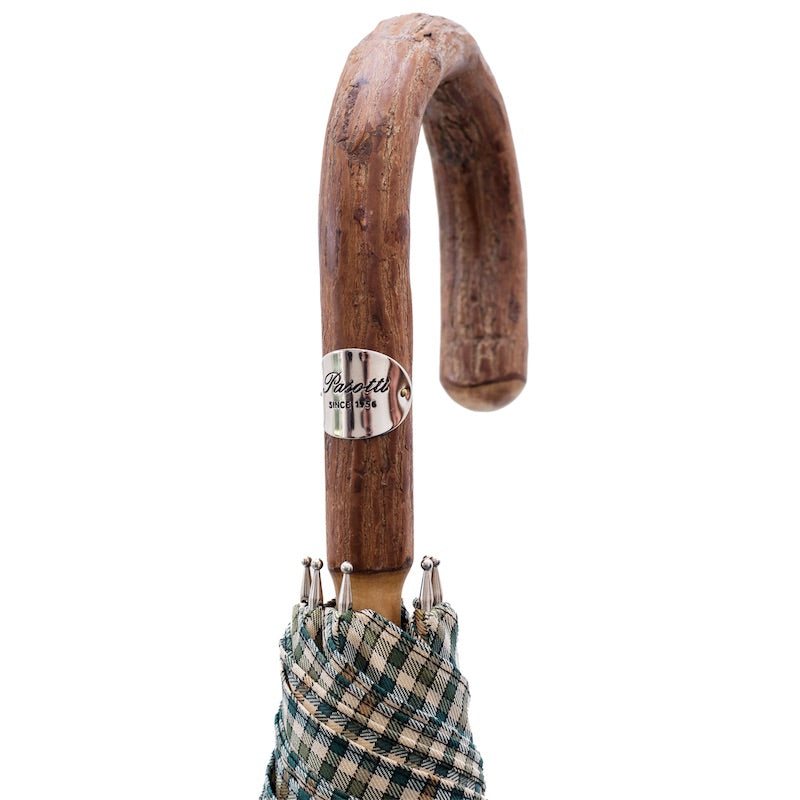 Pasotti Mini Tartan Umbrella with Wooden Handle