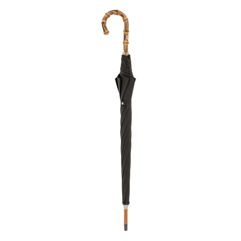 Pasotti Black Umbrella with Bamboo Handle