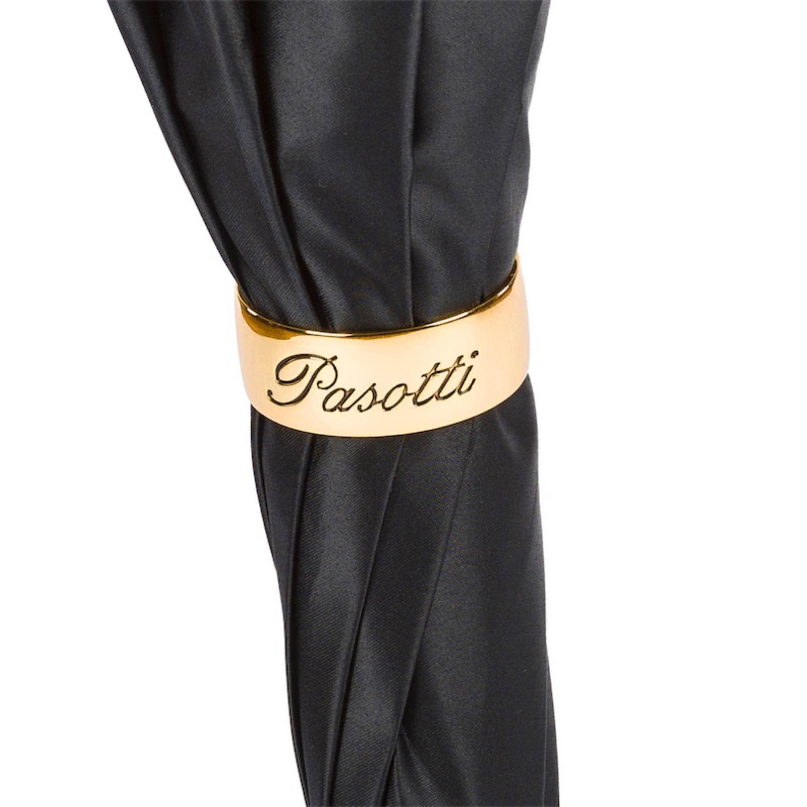 Pasotti Black Umbrella with Bridles Print, Double Cloth