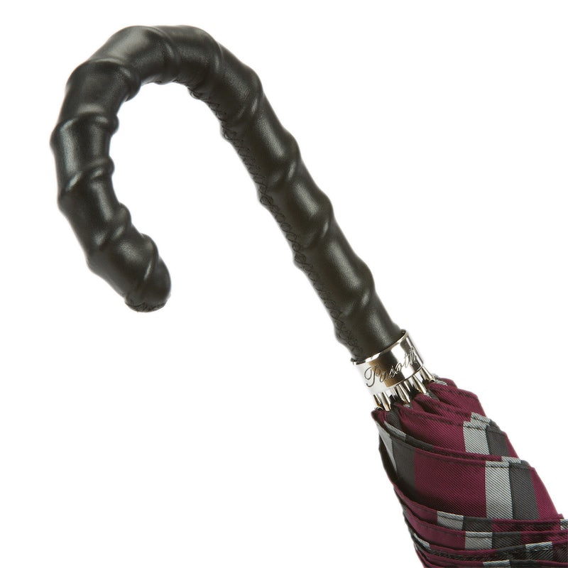 Pasotti Striped Dark Red & Silver Umbrella