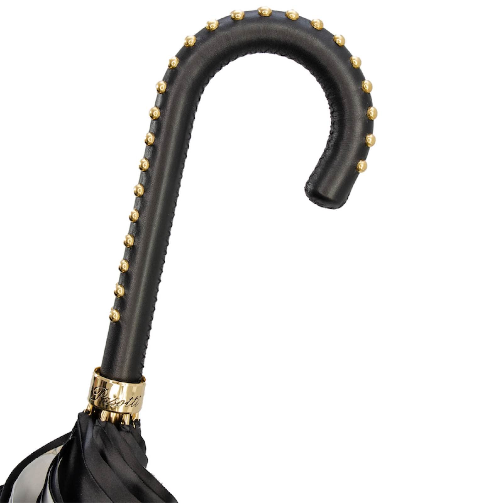 Pasotti Black Umbrella with Bridles Print, Double Cloth