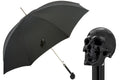 Pasotti Black Umbrella with Black Skull Handle