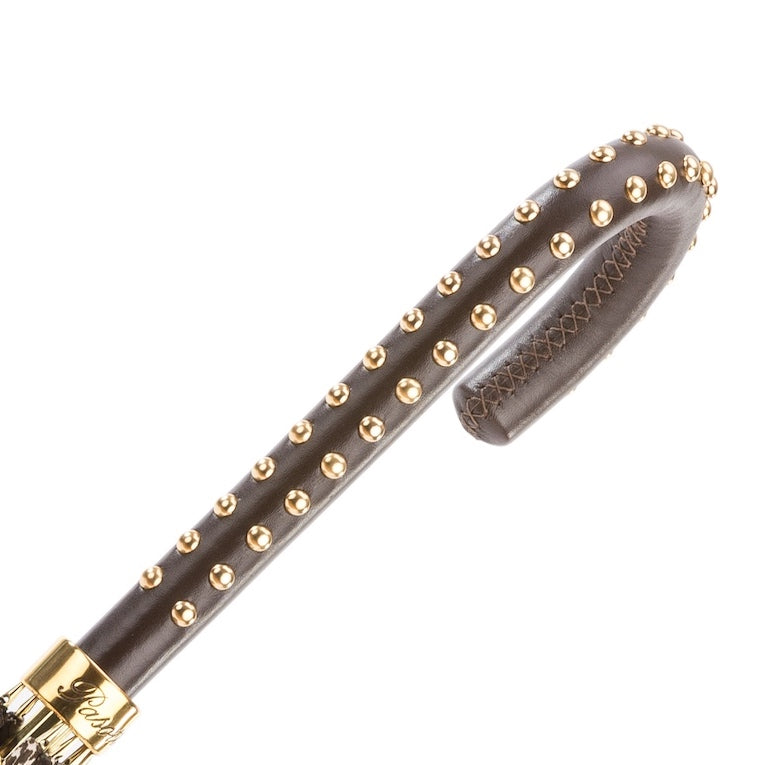 Pasotti Pied de Poule Umbrella with Studded Leather Handle
