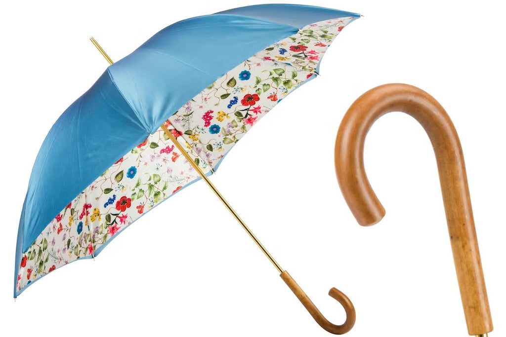 Pasotti Blue Umbrella "Bouquet of flowers"
