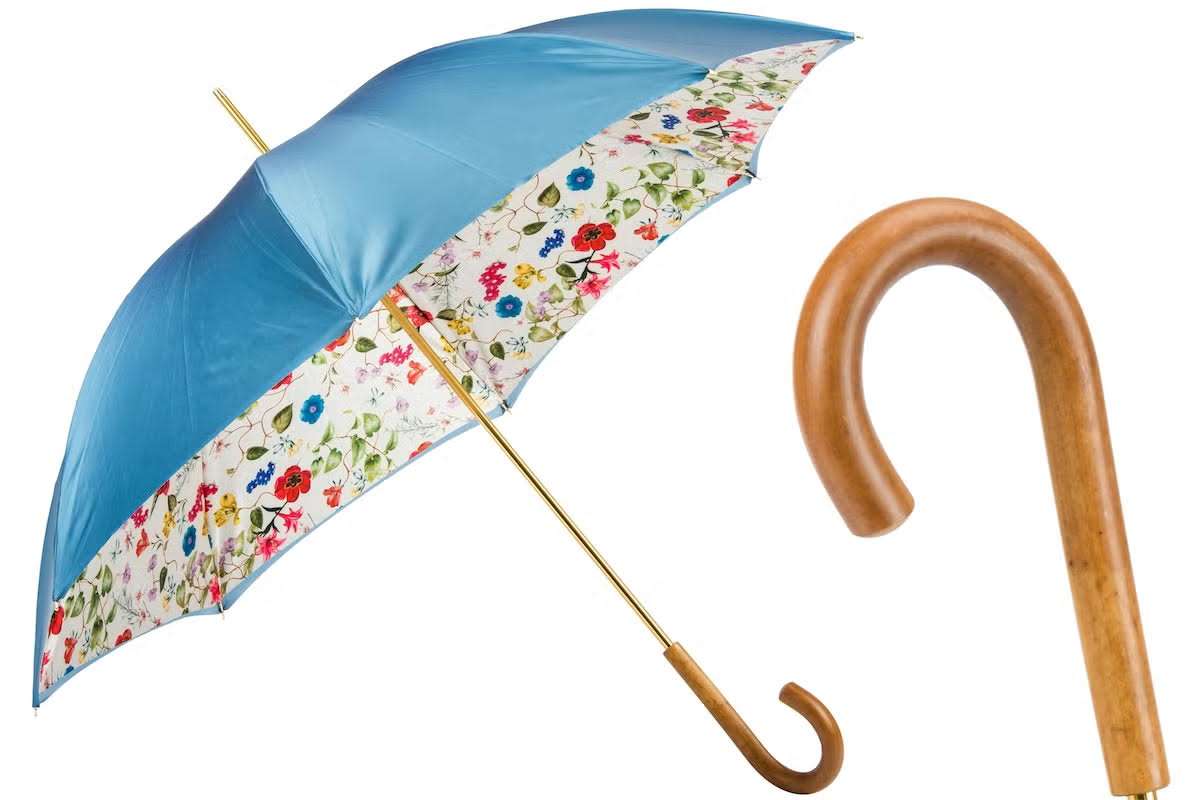 Pasotti Blue Umbrella "Bouquet of flowers"