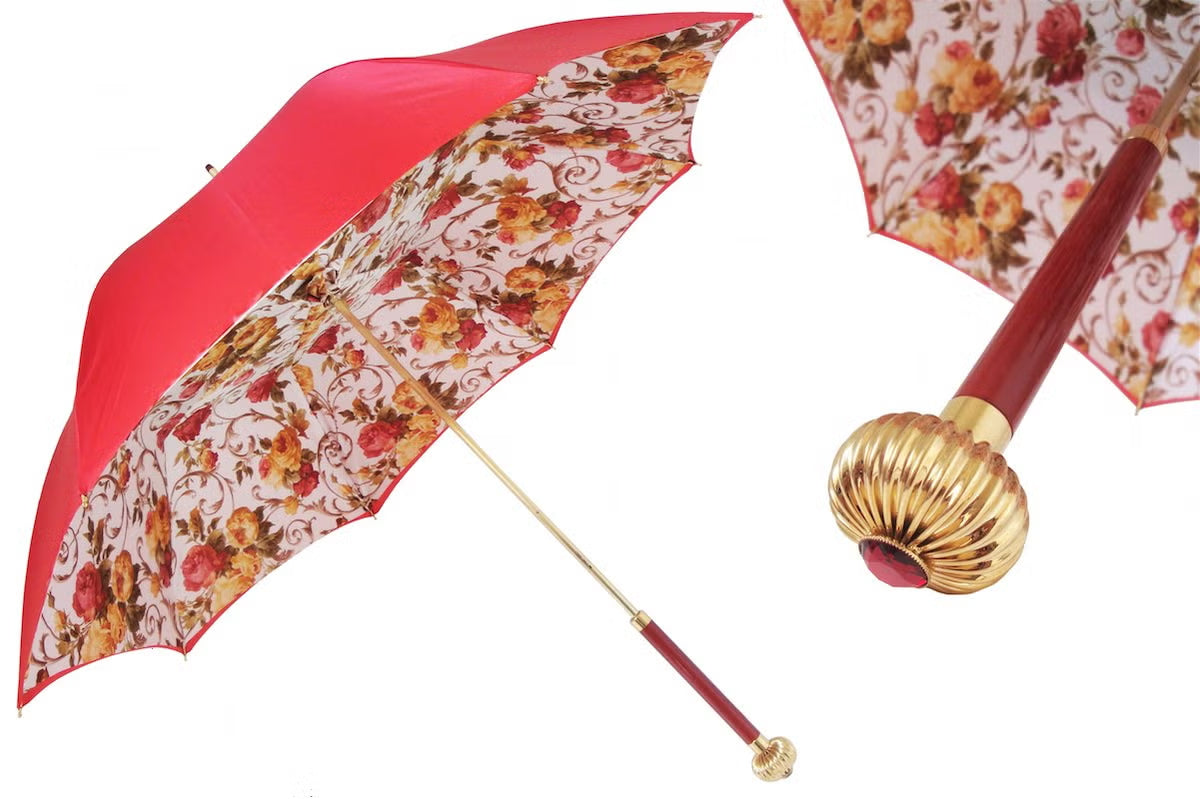 Pasotti Red Baroque Flower Umbrella