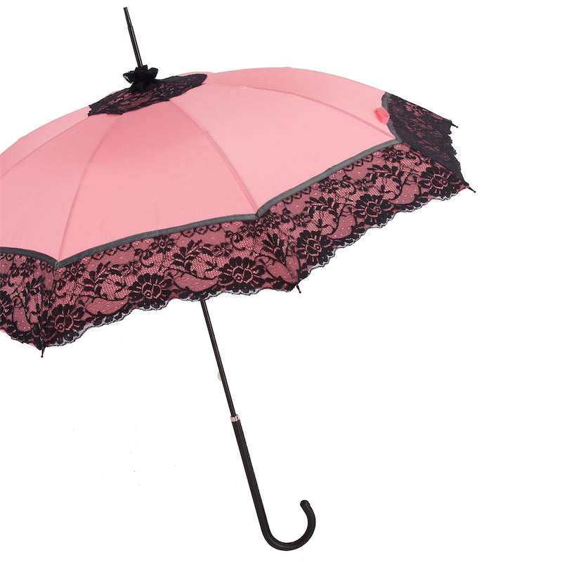 Pasotti Pink Burlesque Parasol with Black Lace
