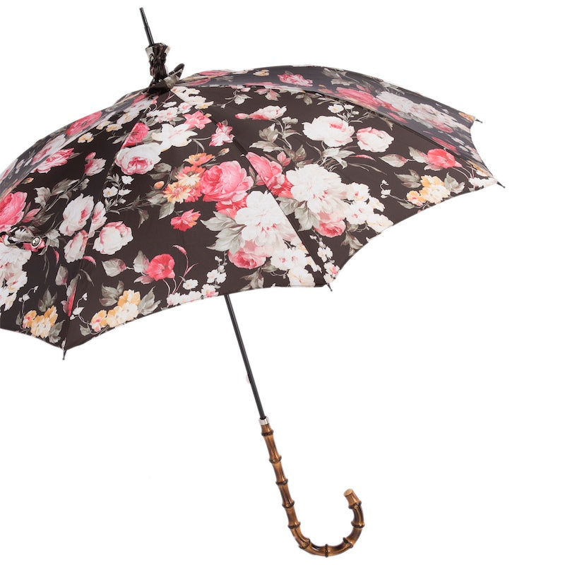 Pasotti Roses Parasol with Bamboo Handle