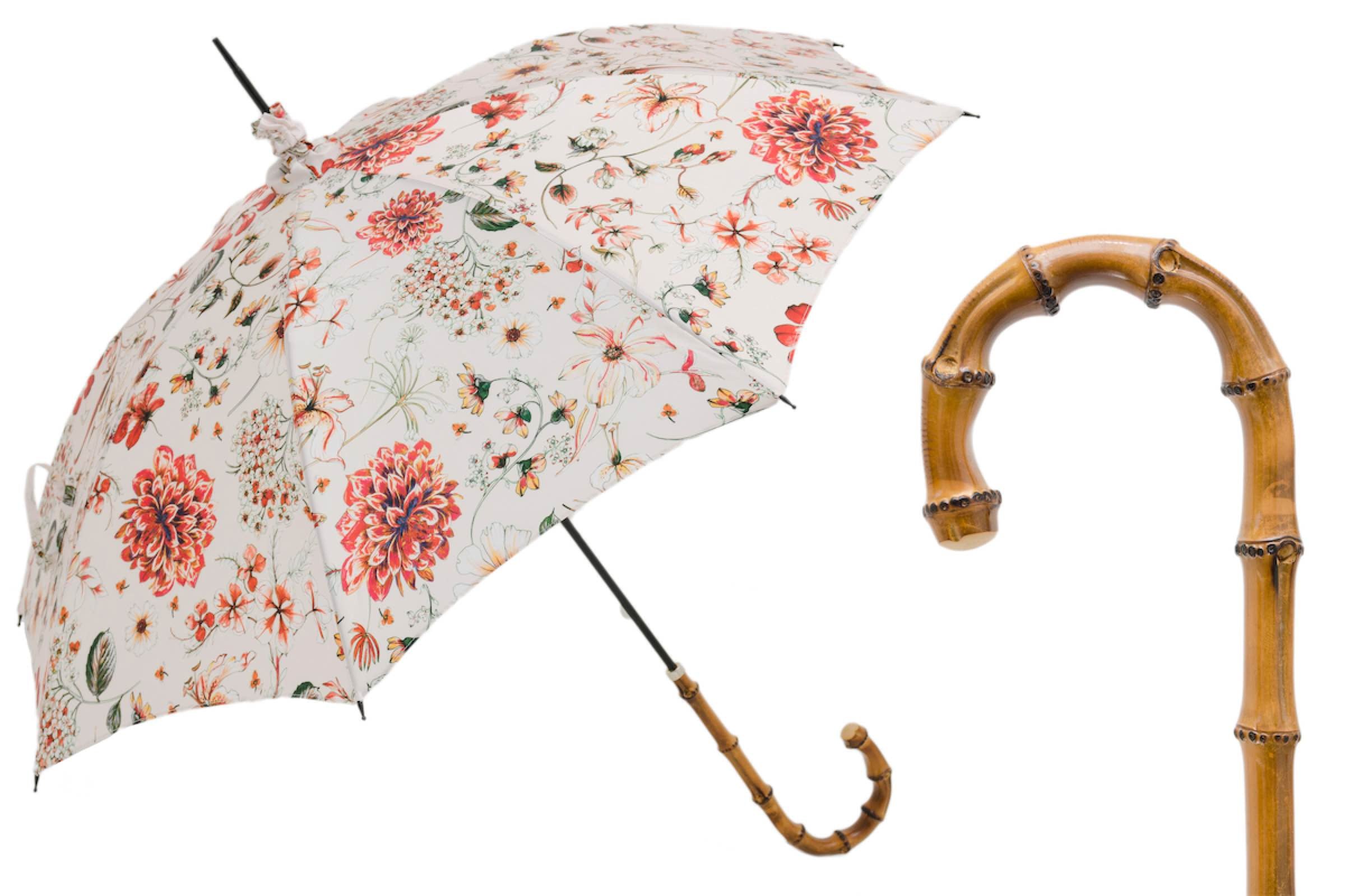 Pasotti Flowered Parasol with Whangee Handle
