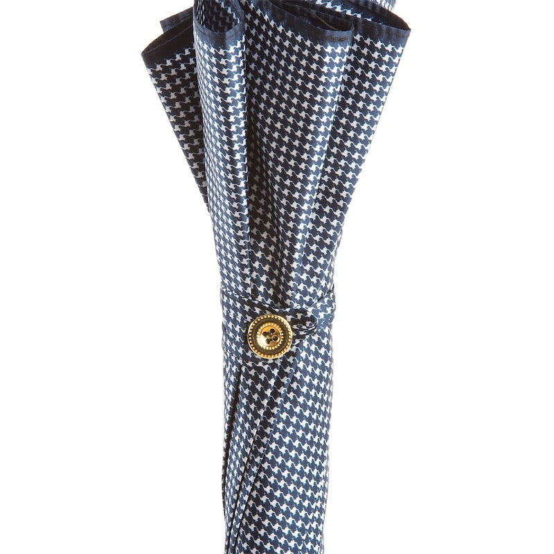 Pasotti Pied de Poule Umbrella with Studded Leather Handle