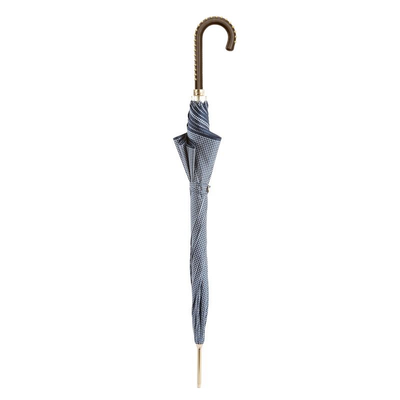 Pasotti Pied de Poule Umbrella with Studded Leather Handle