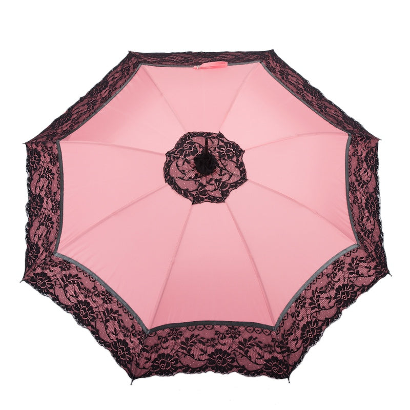 Pasotti Pink Burlesque Parasol with Black Lace