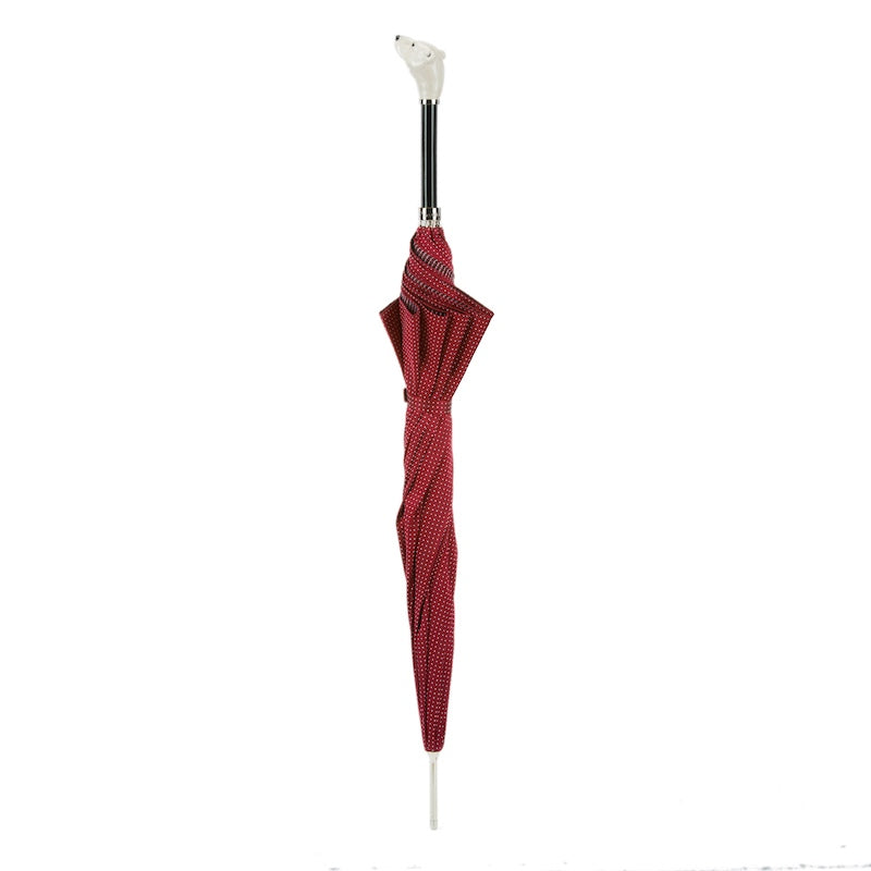 Pasotti Red Umbrella with White Bear Handle