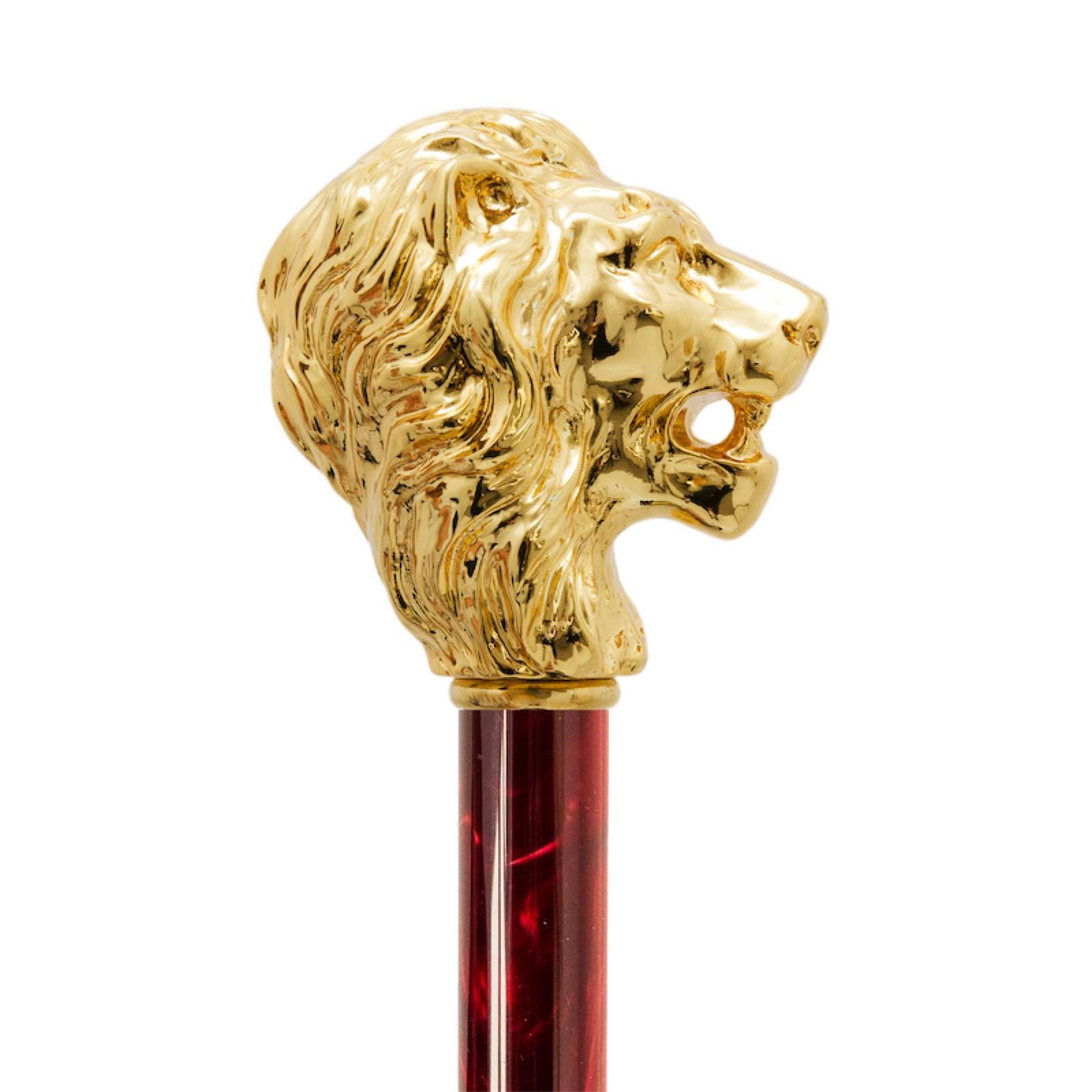 Pasotti Red Umbrella with Gold Lion Handle