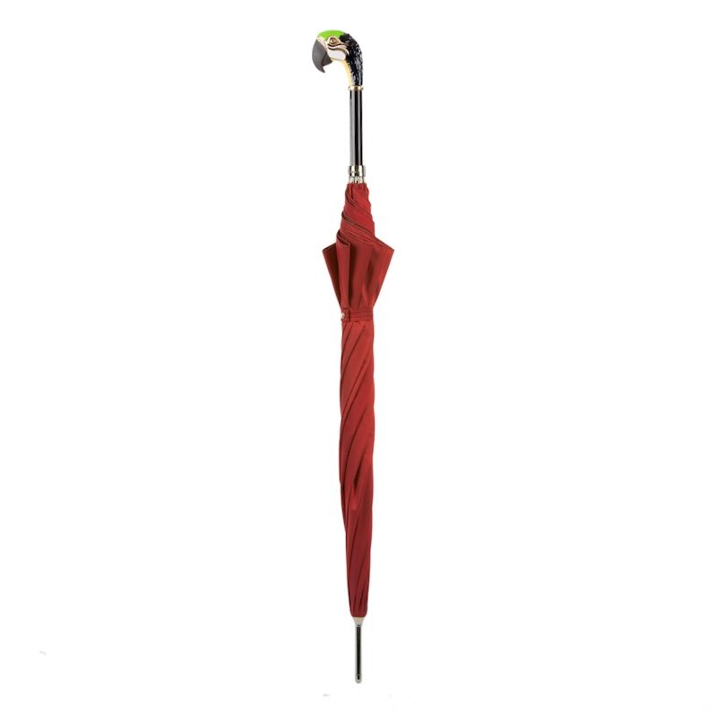 Pasotti Red Umbrella with Parrot Handle
