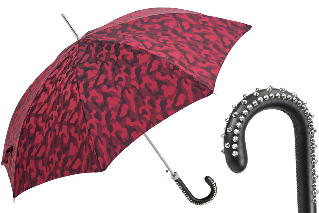 Pasotti Red Camouflage Umbrella with Studs on the Handle
