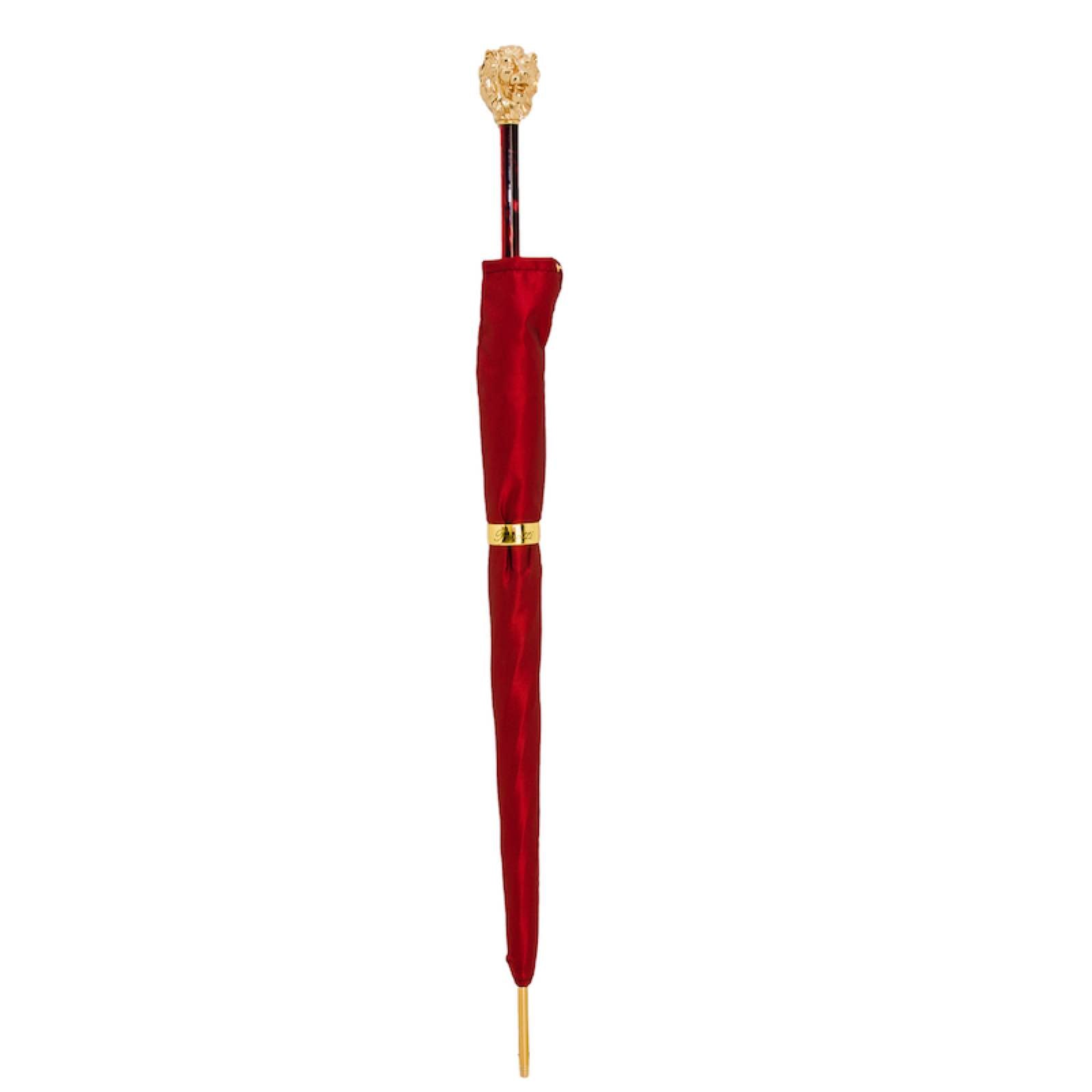 Pasotti Red Umbrella with Gold Lion Handle