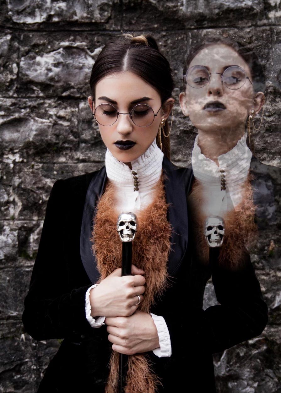Pasotti Silver Skull Umbrella